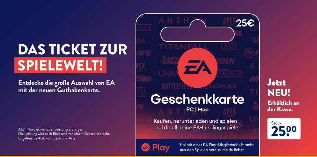 Ea Play Geschenkkarte Angebot Bei Aldi Nord