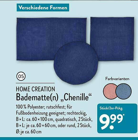 Home Creation Badematte N Chenille Angebot Bei Aldi Nord