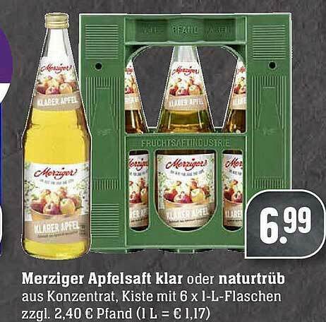 Merizger Apfelsaft Klar Oder Naturtrüb Angebot bei Scheck in Center