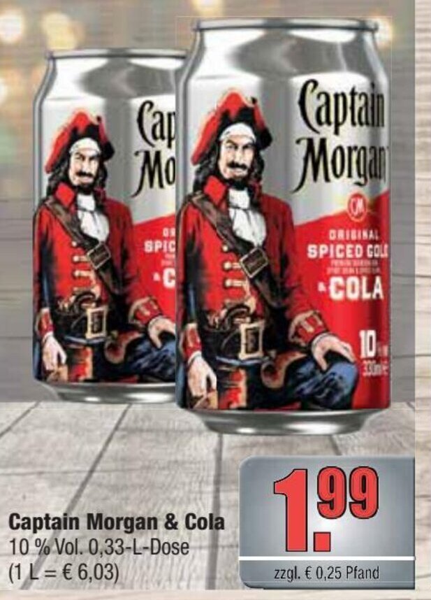 Captain Morgan Cola 0 33L Dose Angebot Bei Alldrink