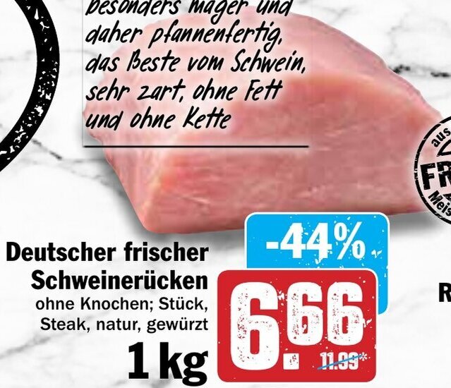 Deutscher frischer Schweinerücken 1kg Angebot bei Hit