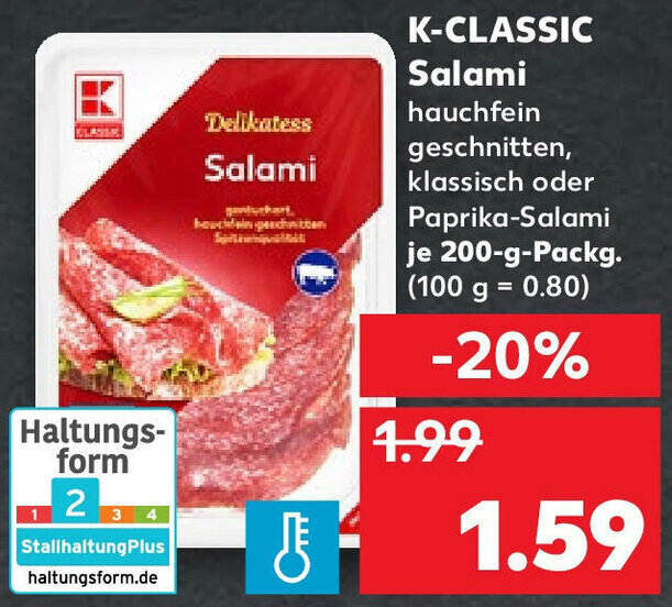 K Classic Salami Je G Packg Angebot Bei Kaufland