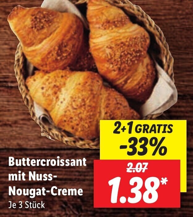 Buttercroissant Mit Nuss Nougat Creme St Ck Angebot Bei Lidl