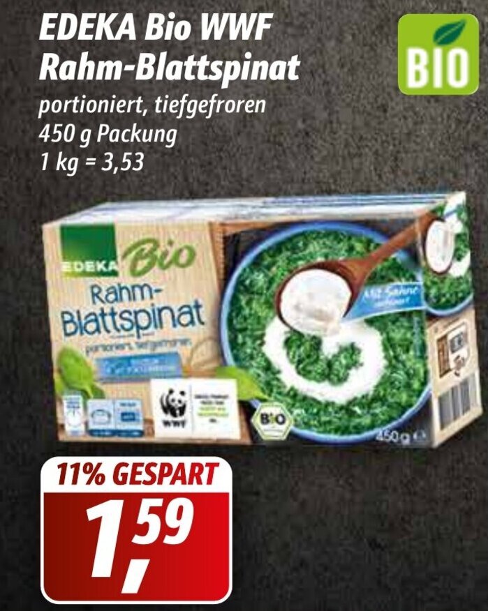 Edeka Bio Wwf Rahm Blattspinat G Angebot Bei Simmel