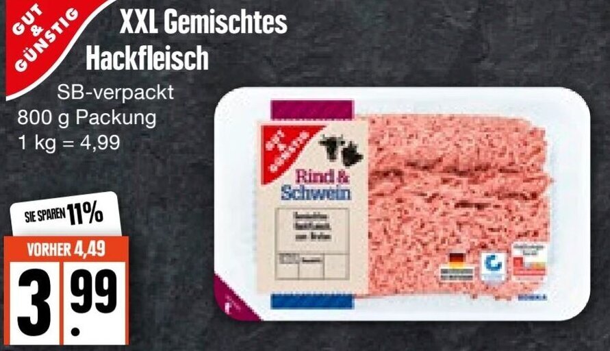 Gut G Nstig Xxl Gemischtes Hackfleisch G Packung Angebot Bei Edeka