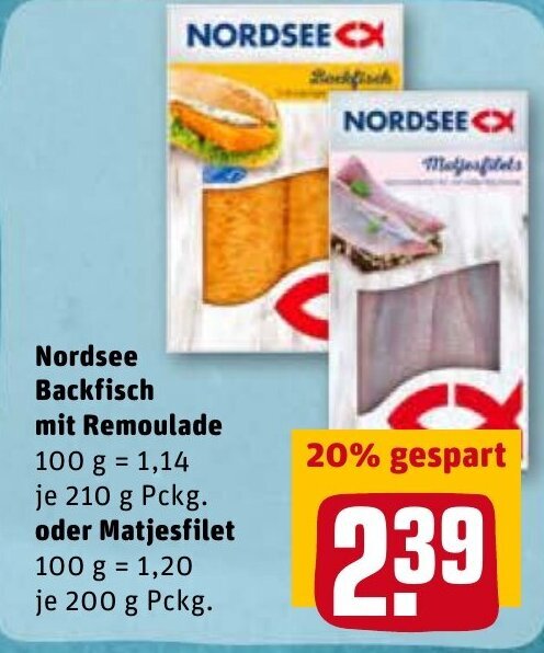 Nordsee Backfisch Mit Remoulade 210g Oder Matjesfilets 200g Pckg