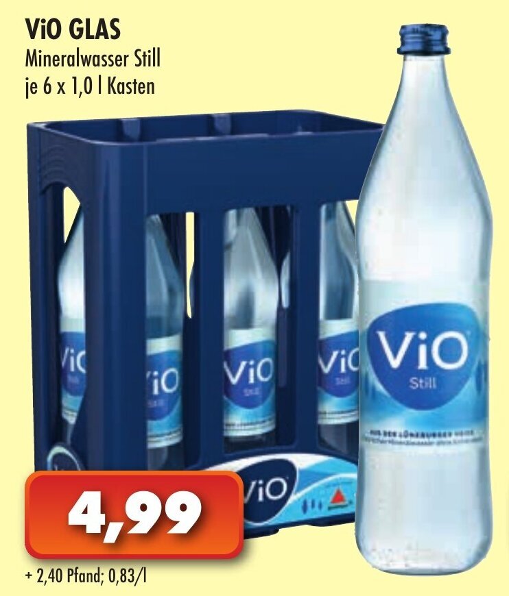 Vio Glas Mineralwasser Still 6x1L Angebot bei Lösch Depot