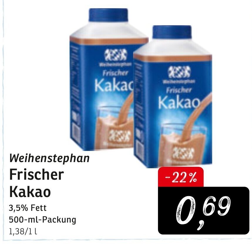 Weihenstephan Frischer Kakao 500ml Packung Angebot Bei KONSUM