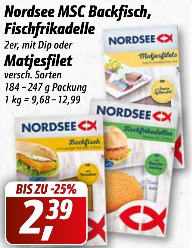 Nordsee Msc Backfisch Fischfrikadelle Oder Matjesfilet G