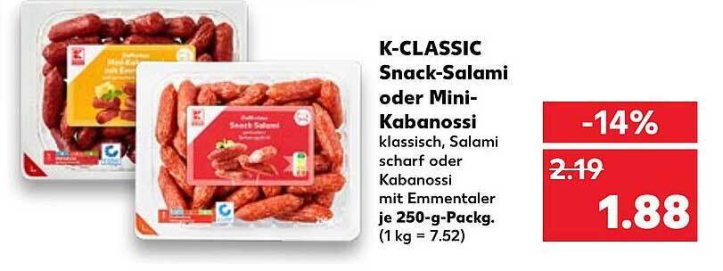 K Classic Snack Salami Oder Mini Kabanossi Angebot Bei Kaufland