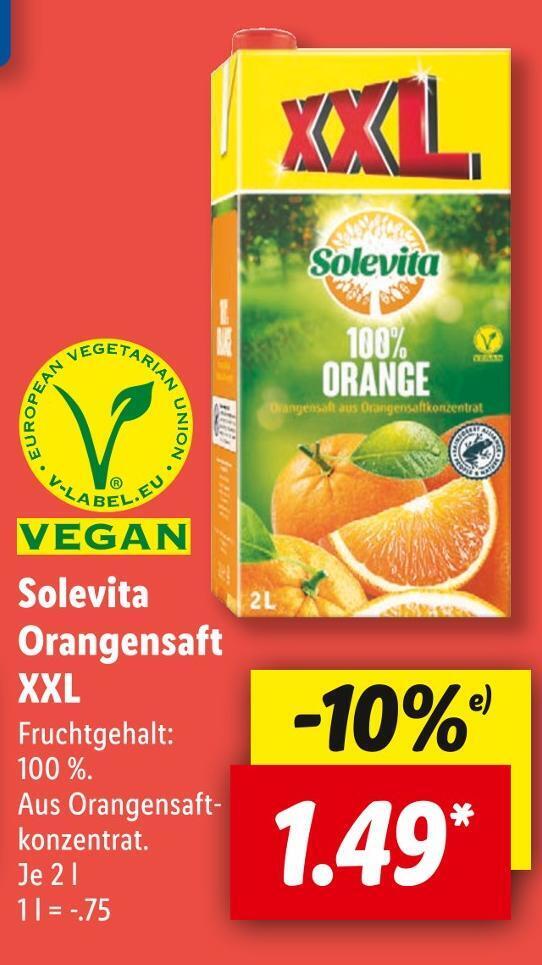 Solevita Orangensaft Xxl Angebot Bei Lidl