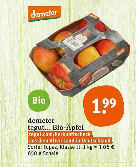 Demeter Tegut Bio äpfel Angebot bei tegut