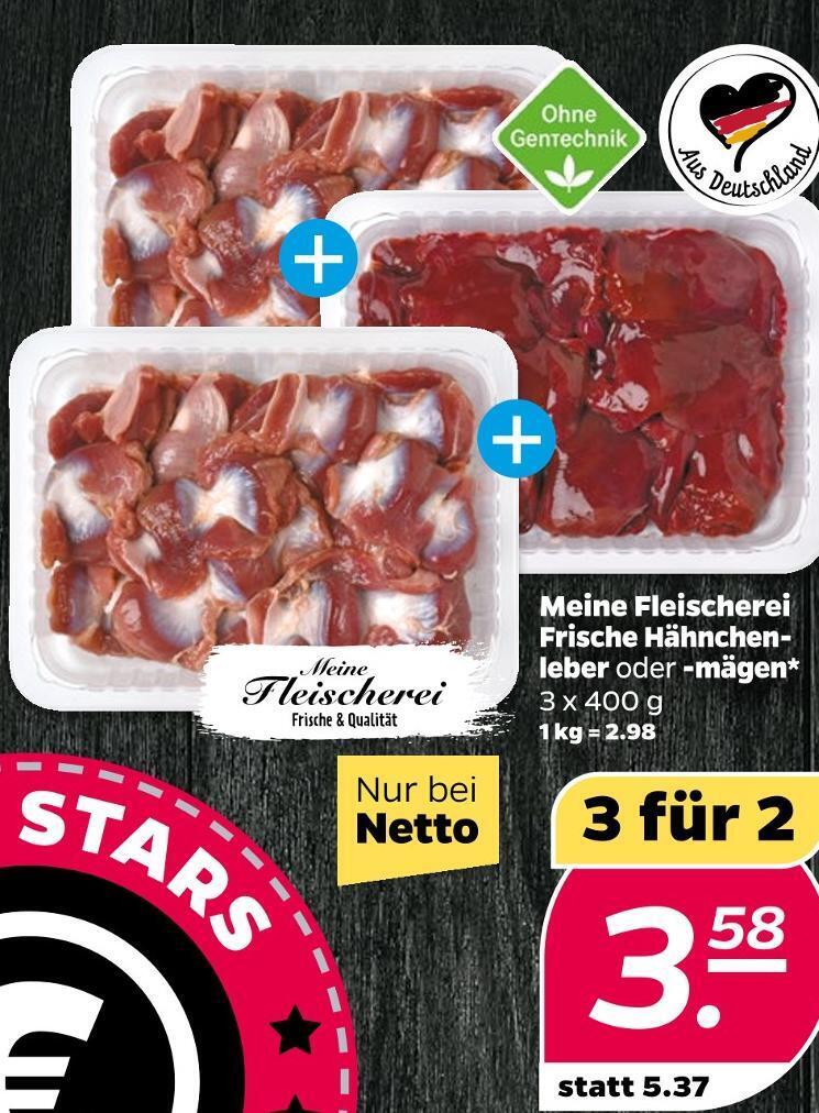 Meine fleischerei frische hähnchenleber oder mägen Angebot bei NETTO