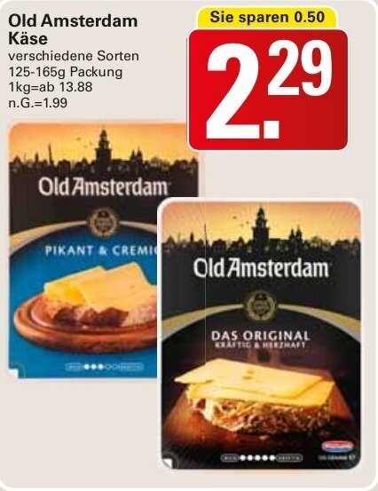 Old Amsterdam Käse 125 165g Packung Angebot bei WEZ