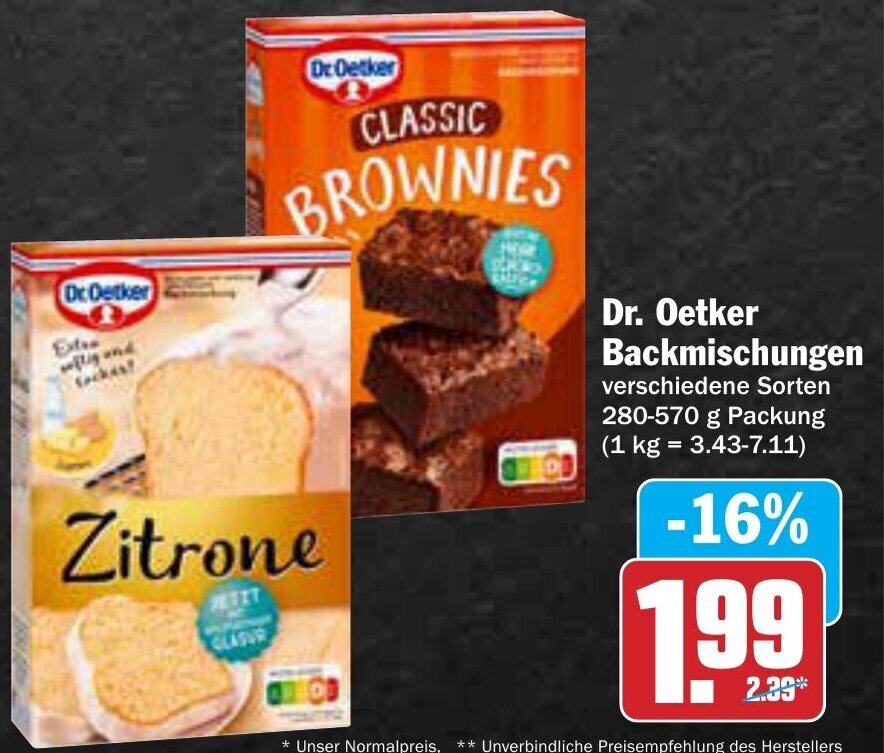 Dr Oetker Backmischungen G Packung Angebot Bei Aez