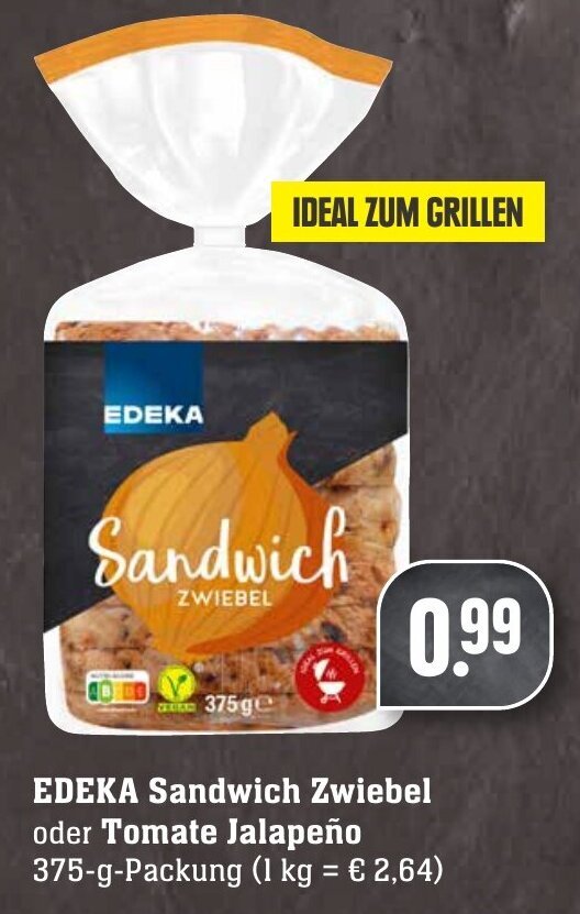 Edeka Sandwich Zwiebel oder Tomate Jalapeño 375 g Packung Angebot bei