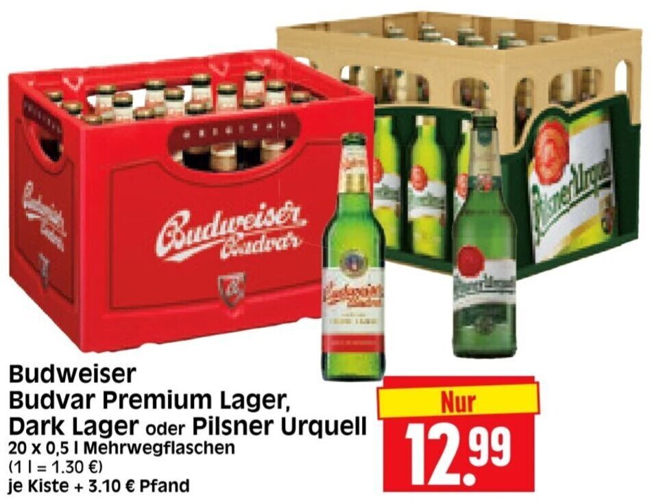 Budweiser Budvar Premium Lager 20 Dark Lager Oder Pilsner Urquell 20 X