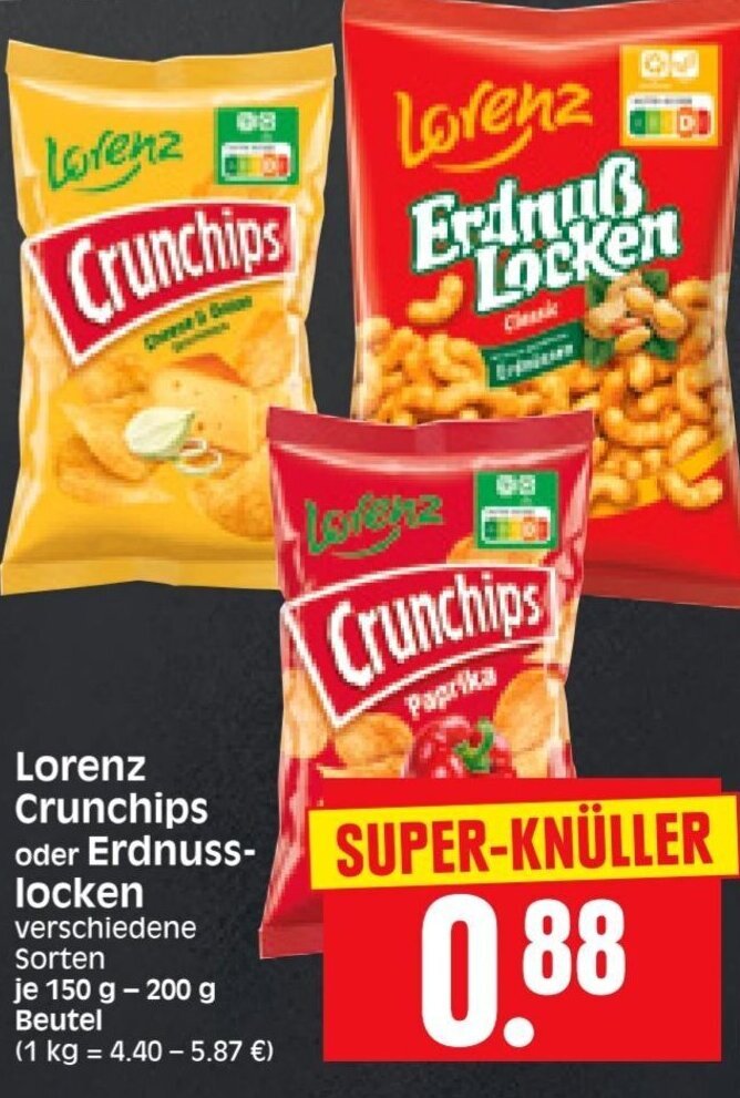 Lorenz Crunchips Erdnusslocken 150 G 200 G Beutel Angebot Bei Edeka