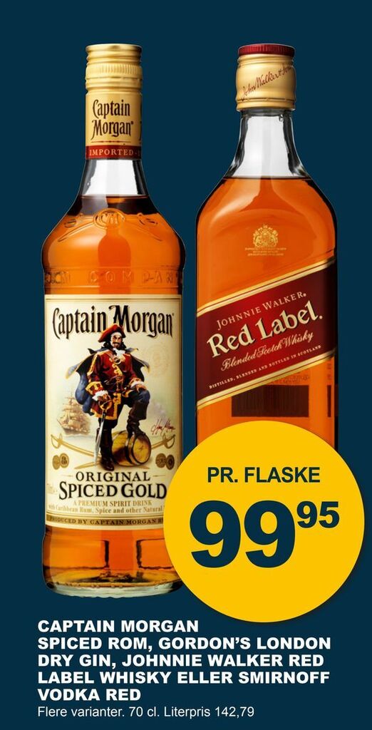 Captain Morgan Spiced Rom Gordon S London Dry Gin Johnnie Walker Red