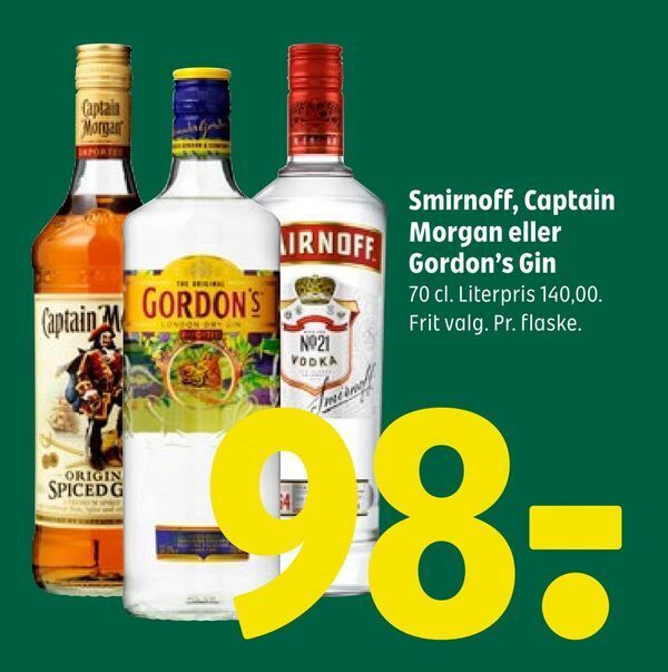 Smirnoff Captain Morgan Eller Gordon S Gin Tilbud Hos Coop