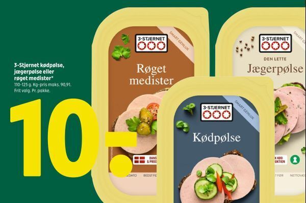 3 stjernet kødpølse jægerpølse eller røget medister tilbud hos Coop 365