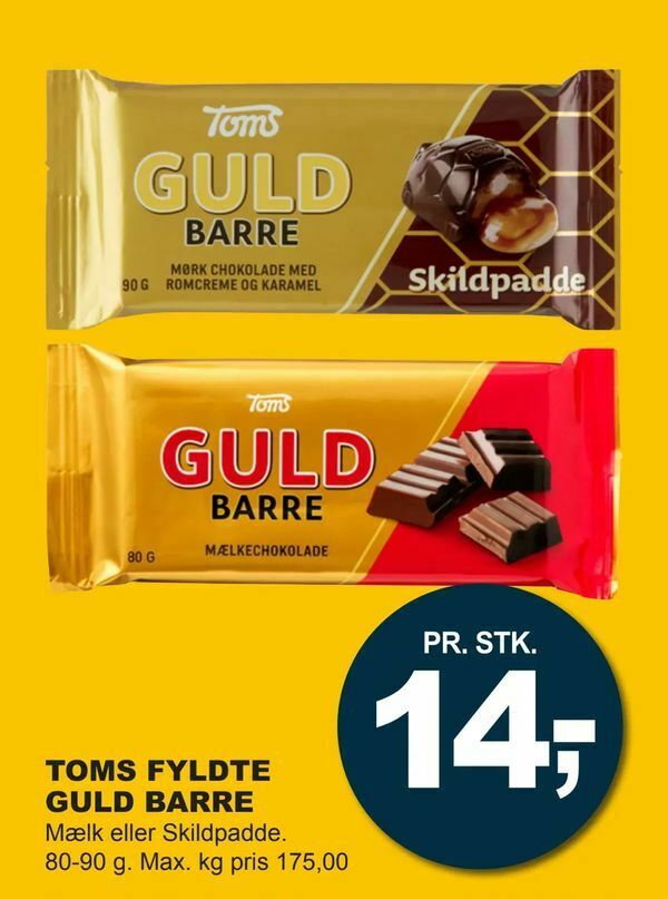 Toms fyldte guld barre tilbud hos Let Køb