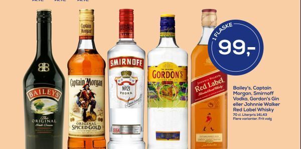 Bailey S Captain Morgan Smirnoff Vodka Gordon S Gin Eller Johnnie