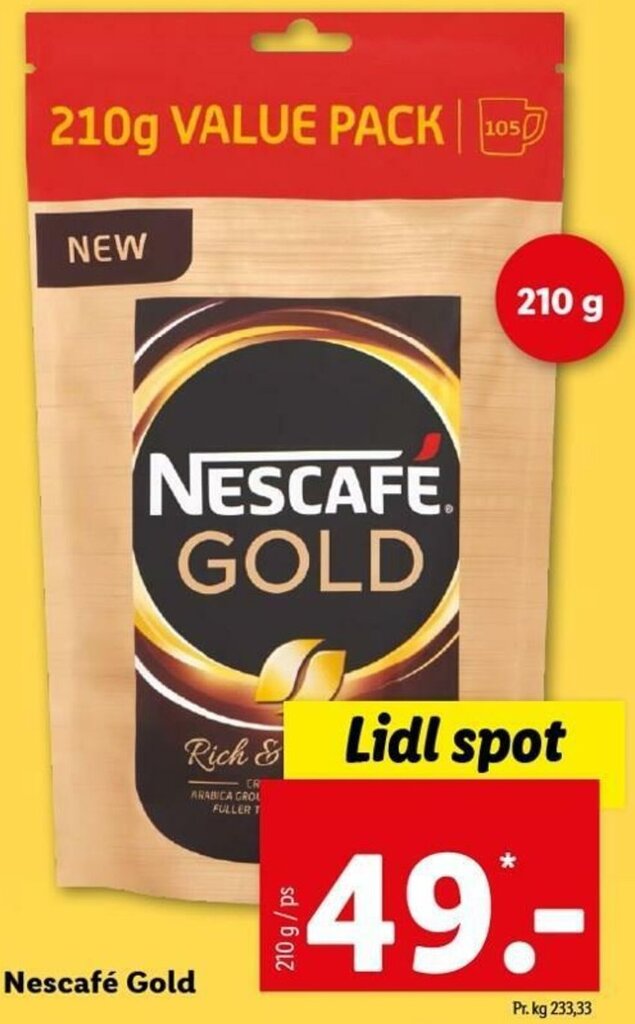 Nescafé Gold 210 tilbud hos Lidl