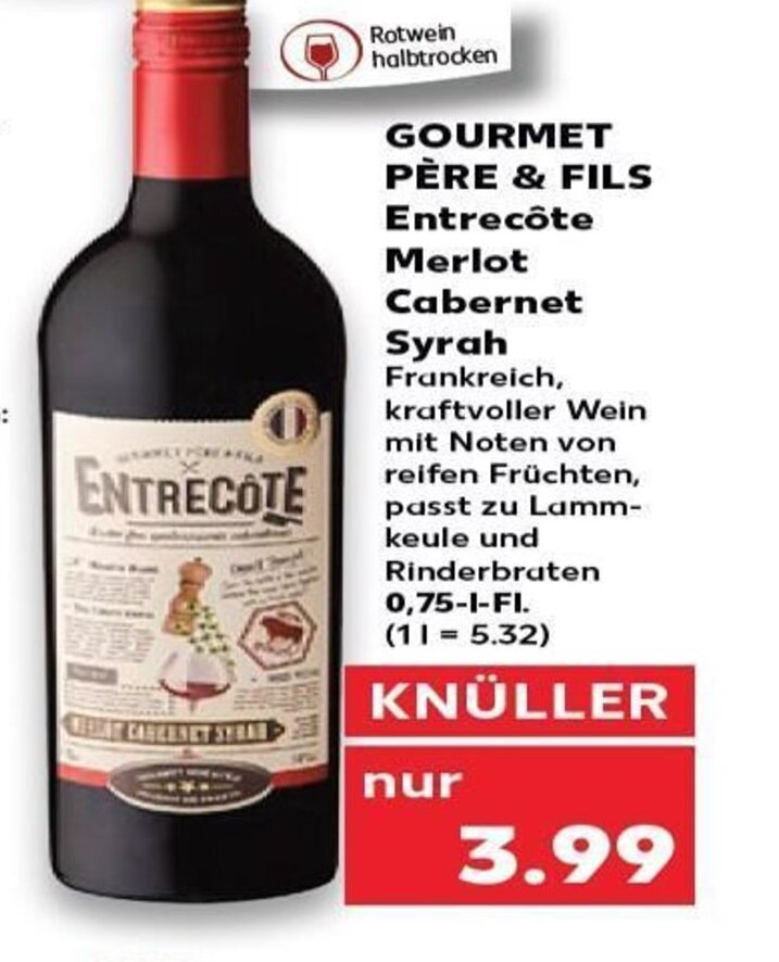 Gourmet Père Fils Entercôte Merlot Cabernet Syrah tilbud hos Kaufland