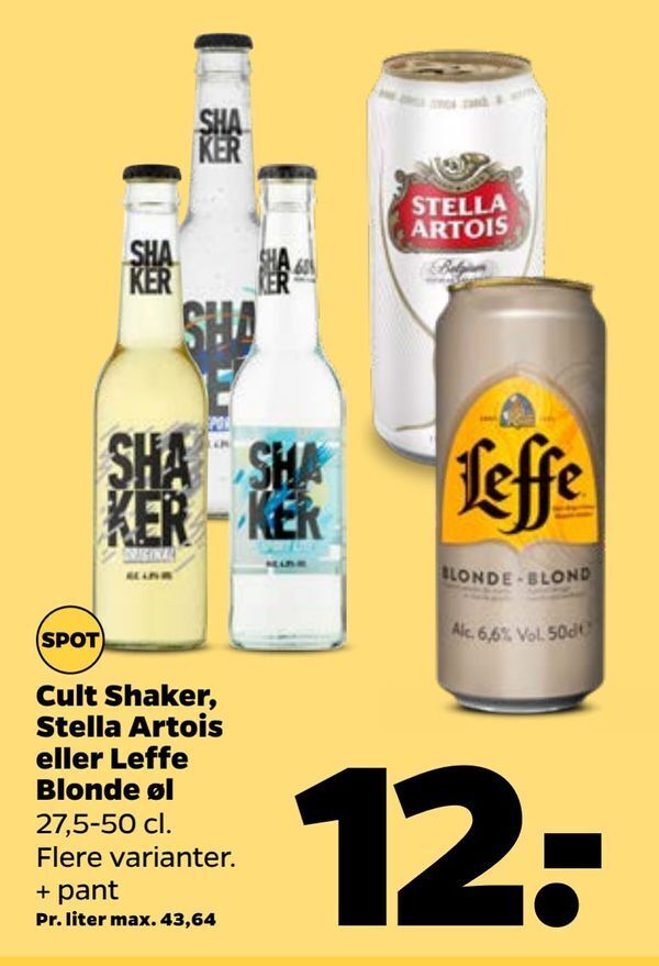 Cult shaker stella artois eller leffe blonde øl tilbud hos Netto