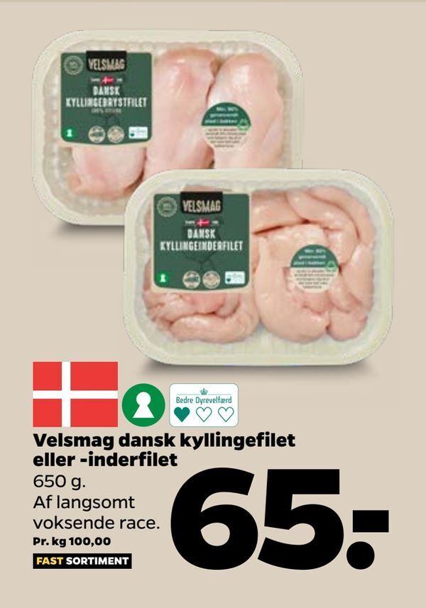 Velsmag Dansk Kyllingefilet Eller Inderfilet Tilbud Hos Netto