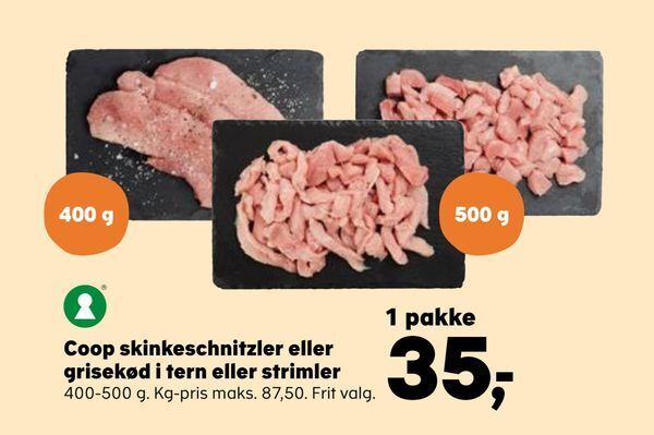 Coop Skinkeschnitzler Eller Grisek D I Tern Eller Strimler Tilbud Hos