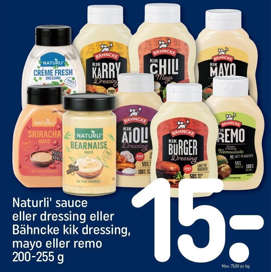 Naturli Sauce El Dressing El B Hncke Kik Dressing Mayo El Remo