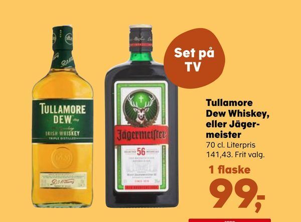 Tullamore dew whiskey eller jägermeister tilbud hos Kvickly