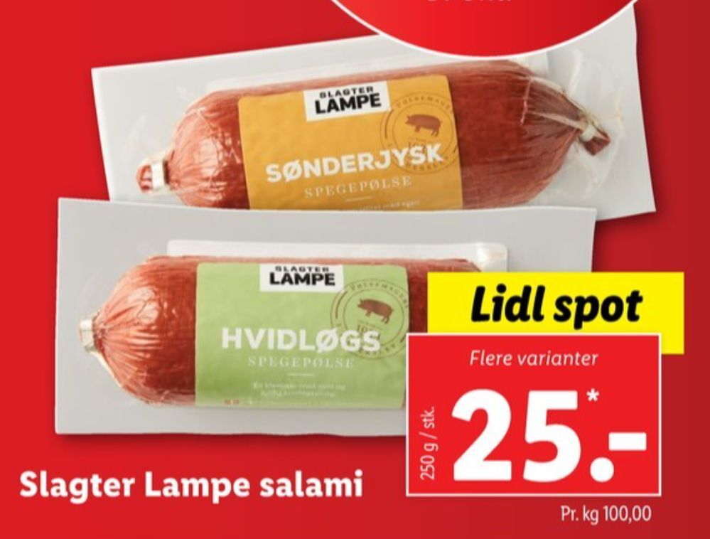 Slagter lampe spegepølse ålerøget tilbud hos Lidl