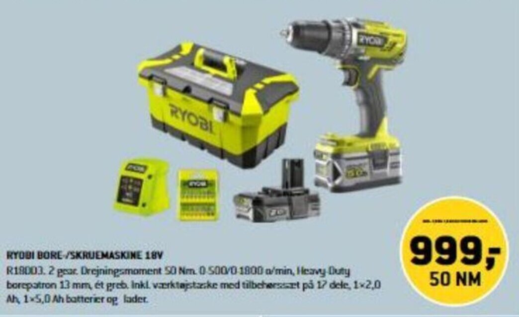 Ryobi Bore Skruemaskine V Tilbud Hos Xl Byg