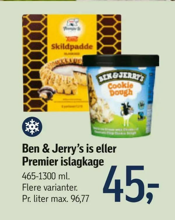 Ben Jerry s is eller Premier islagkage tilbud hos Føtex