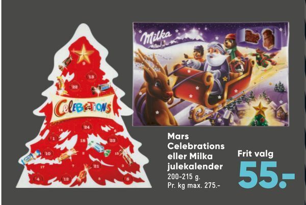 Mars Celebrations Eller Milka Julekalender Tilbud Hos Bilka