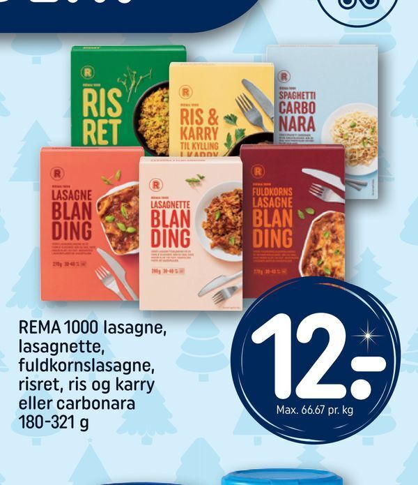 Rema Lasagne Lasagnette Fuldkornslasagne Risret Ris Og Karry