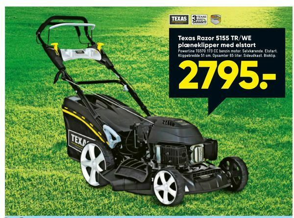 Texas Razor 5155 TR WE plæneklipper med elstart tilbud hos Bilka