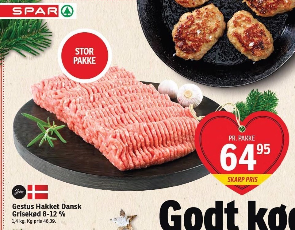 Gestus hakket dansk grisekød 8 12 tilbud hos SPAR