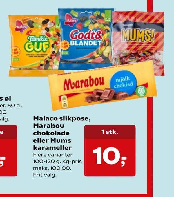 Malaco Slikpose Marabou Chokolade Eller Mums Karameller Tilbud Hos