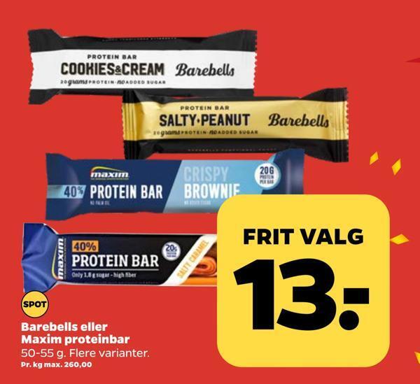 Barebells Eller Maxim Proteinbar Tilbud Hos Netto