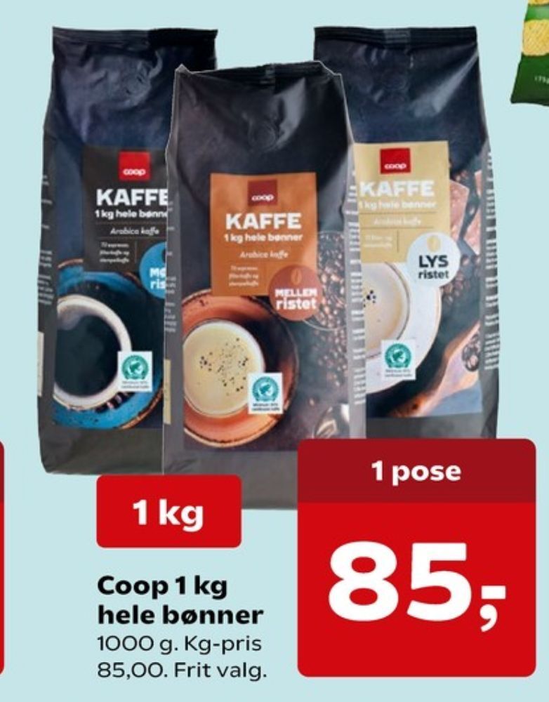 Coop kaffebønner hele tilbud hos SuperBrugsen