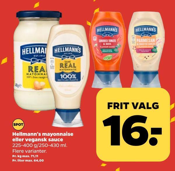 Hellmann S Mayonnaise Eller Vegansk Sauce Tilbud Hos Netto