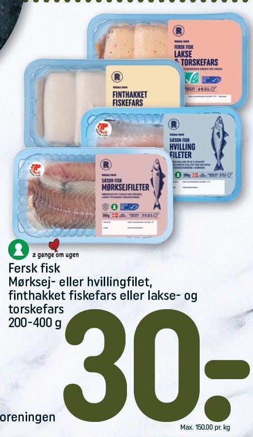 Rema Fersk Fisk M Rksej Eller Hvillingfilet Finthakket Fiskefars