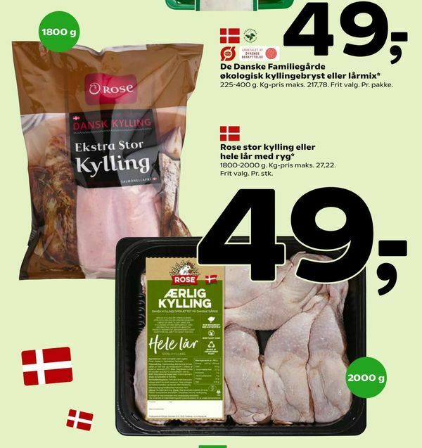 Rose stor kylling eller hele lår med ryg tilbud hos Coop 365