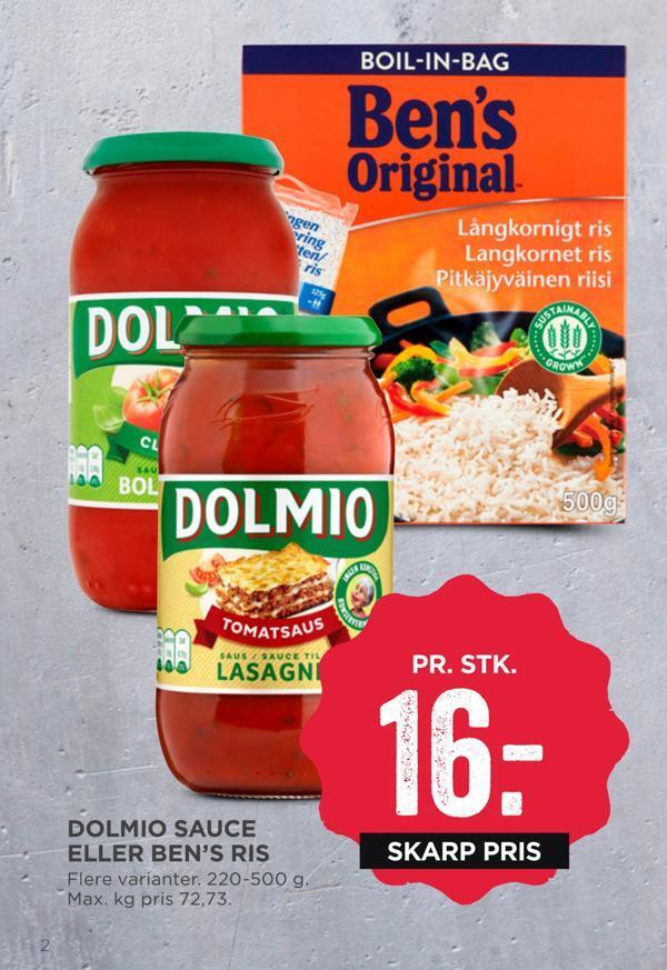 Dolmio Sauce Eller Ben S Ris Tilbud Hos Meny