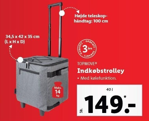 Topmove indkøbstrolley tilbud hos Lidl