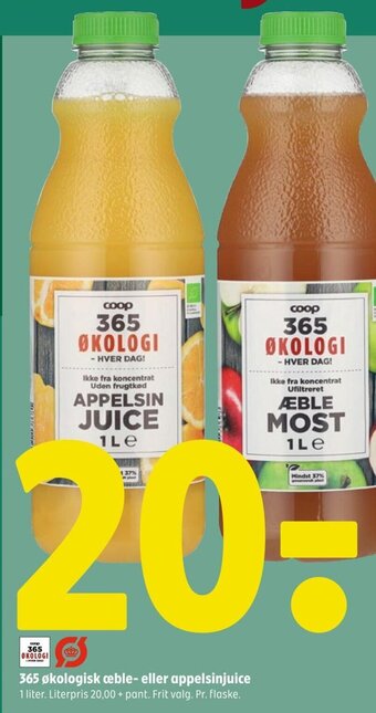 365 økologisk æble eller appelsinjuice tilbud hos Coop 365